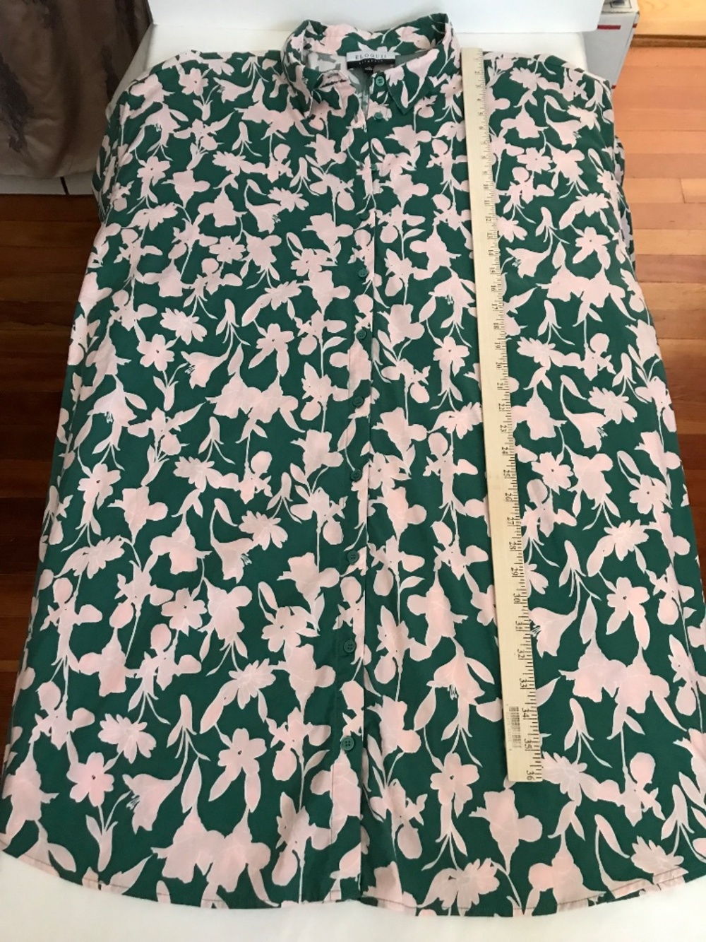 ELOQUII Cotton Blossom Print Shirt Dress with Puff Sleeves Plus Size 22 - Picture 16 of 16